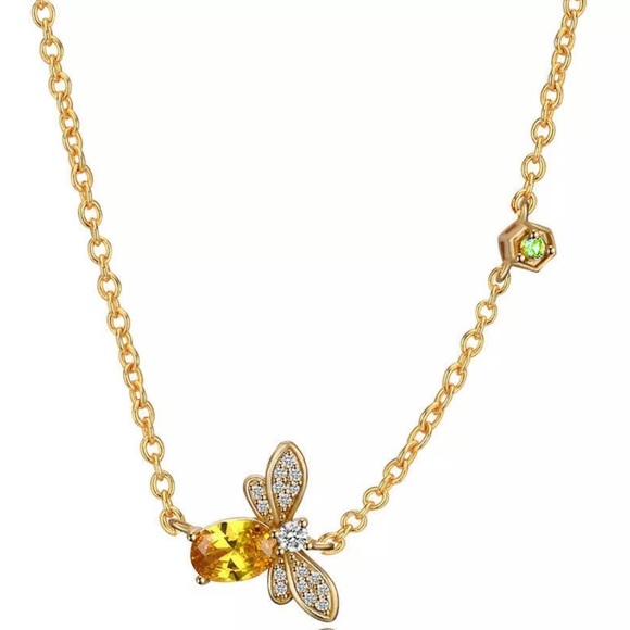 Jewelry - NEW Citrine 18k Gold Queen Bee Pendant Necklace